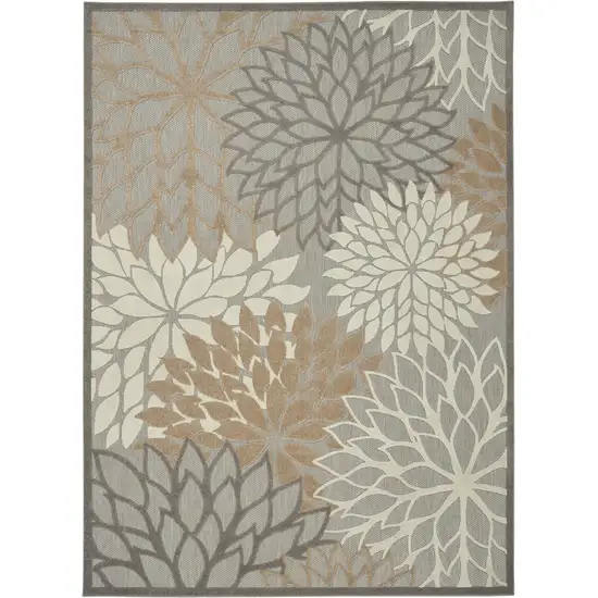 Gray And Ivory Floral Indoor Outdoor Area Rug Photo 4