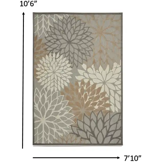 Gray And Ivory Floral Indoor Outdoor Area Rug Photo 3