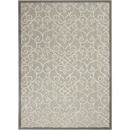 Gray And Ivory Floral Indoor Outdoor Area Rug Photo 1