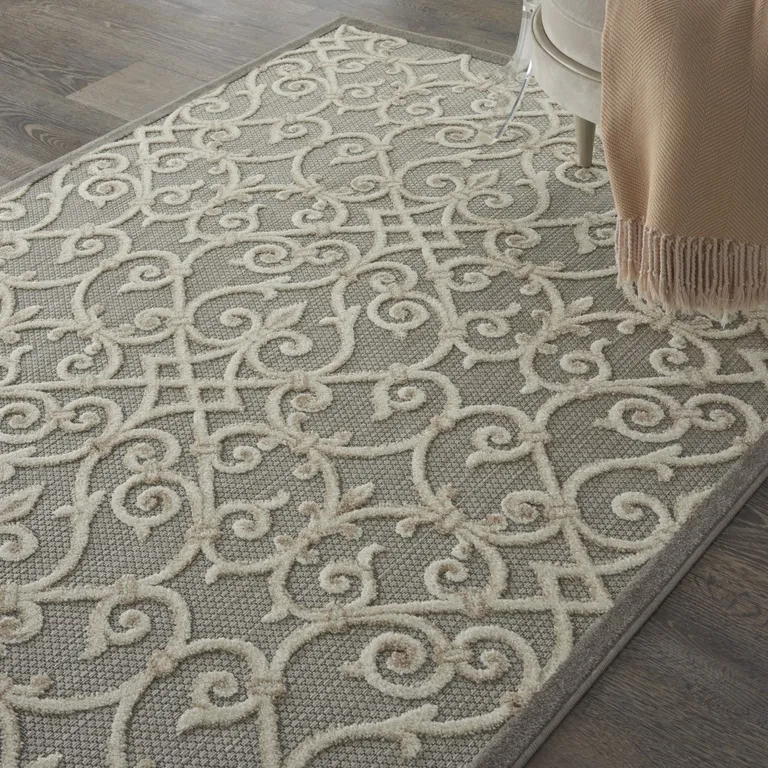 Natural and Gray Indoor Outdoor Area Rug Photo 5