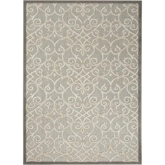 Gray And Ivory Floral Indoor Outdoor Area Rug Photo 4