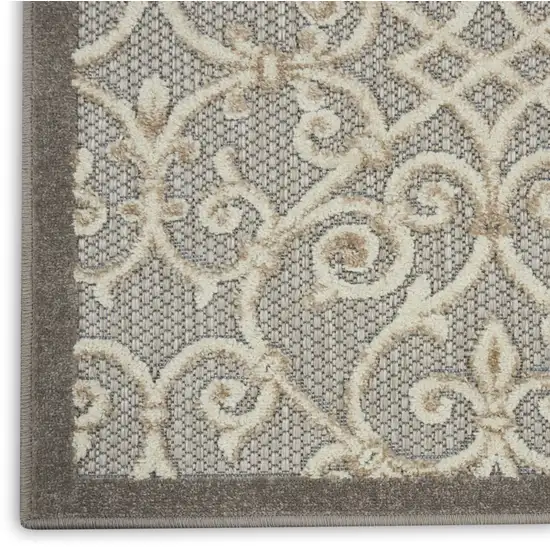 Gray And Ivory Floral Indoor Outdoor Area Rug Photo 2