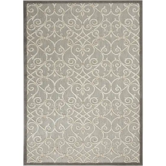 Gray And Ivory Floral Indoor Outdoor Area Rug Photo 1