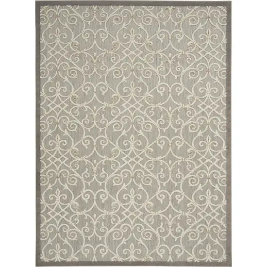 Gray And Ivory Floral Indoor Outdoor Area Rug Photo 1