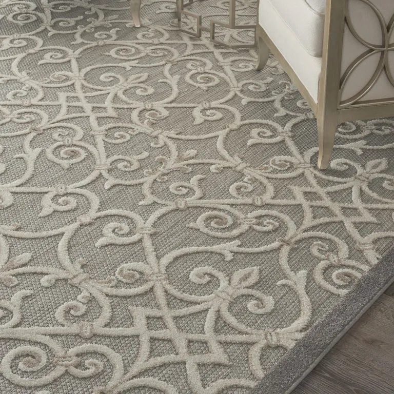 Natural and Gray Indoor Outdoor Area Rug Photo 4