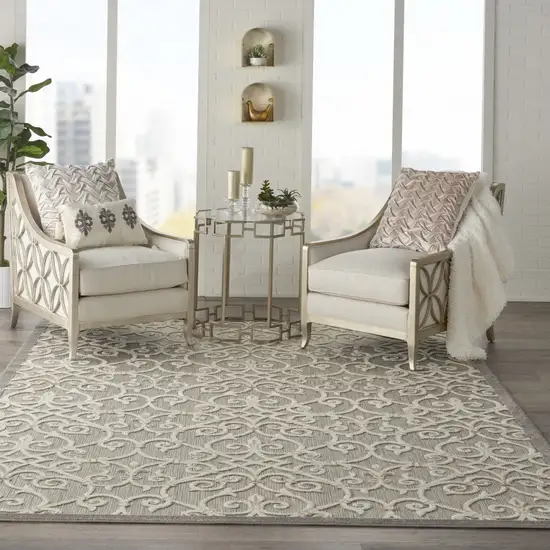 Natural and Gray Indoor Outdoor Area Rug Photo 6