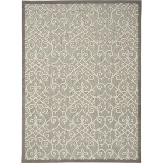 Gray And Ivory Floral Indoor Outdoor Area Rug Photo 5