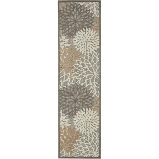 Gray And Ivory Floral Indoor Outdoor Area Rug Photo 9