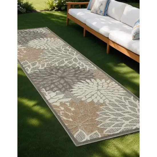 Gray And Ivory Floral Indoor Outdoor Area Rug Photo 1