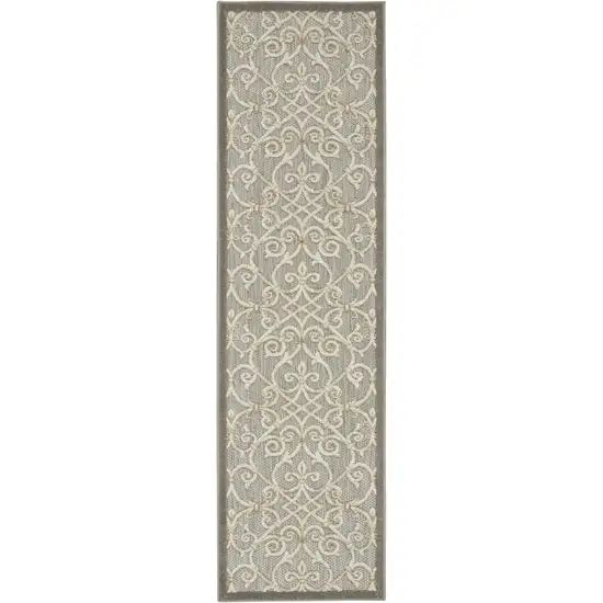 Gray And Ivory Floral Indoor Outdoor Area Rug Photo 1