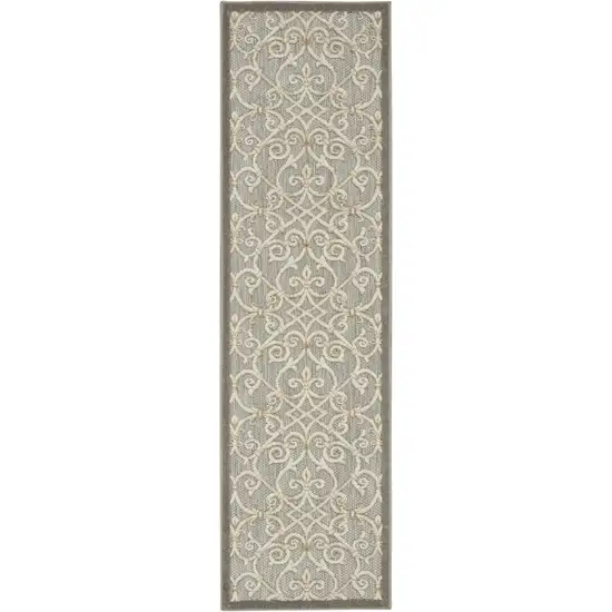 Gray And Ivory Floral Indoor Outdoor Area Rug Photo 5