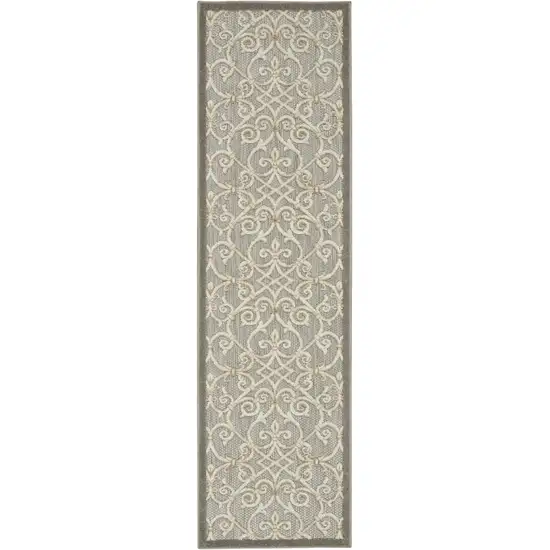 Gray And Ivory Floral Indoor Outdoor Area Rug Photo 3