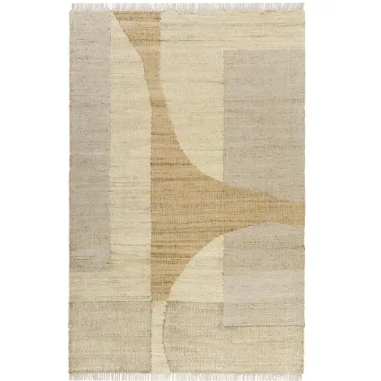 Natural and Ivory Abstract Hand Woven Area Rug Photo 2