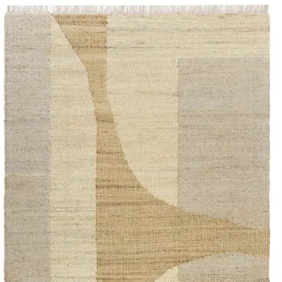 Natural and Ivory Abstract Hand Woven Area Rug Photo 6