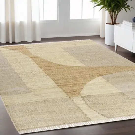 Natural and Ivory Abstract Hand Woven Area Rug Photo 1