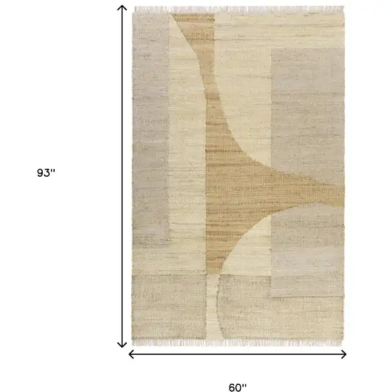 Natural and Ivory Abstract Hand Woven Area Rug Photo 3