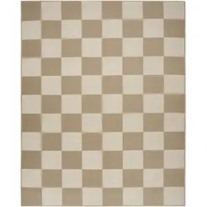 Photo of Natural and Ivory Geometric Power Loom Washable Non Skid Area Rug