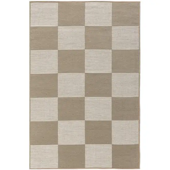 Natural and Ivory Geometric Power Loom Washable Non Skid Area Rug Photo 1