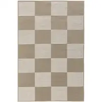 Photo of Natural and Ivory Geometric Power Loom Washable Non Skid Area Rug