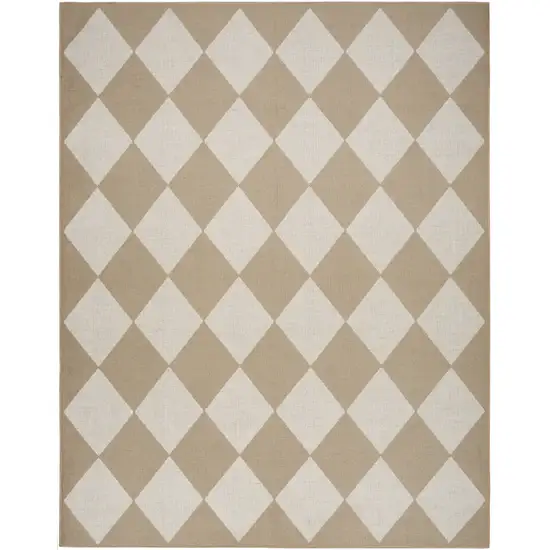 Natural and Ivory Geometric Power Loom Washable Non Skid Area Rug Photo 1