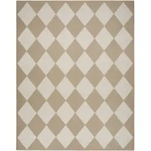 Photo of Natural and Ivory Geometric Power Loom Washable Non Skid Area Rug