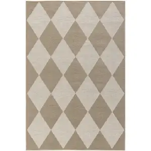 Photo of Natural and Ivory Geometric Power Loom Washable Non Skid Area Rug