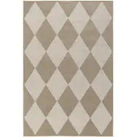 Photo of Natural and Ivory Geometric Power Loom Washable Non Skid Area Rug