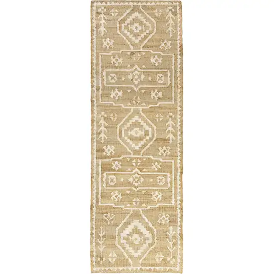 Natural and Ivory Medallion Hand Woven Area Rug Photo 2