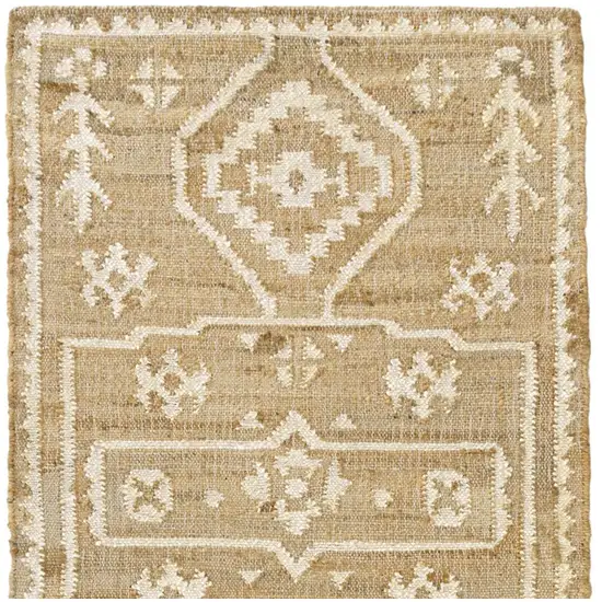 Natural and Ivory Medallion Hand Woven Area Rug Photo 5