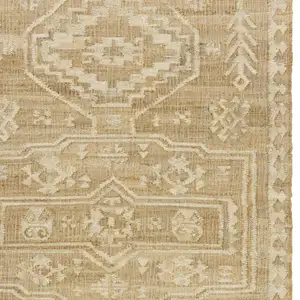 Photo of Natural and Ivory Medallion Hand Woven Area Rug