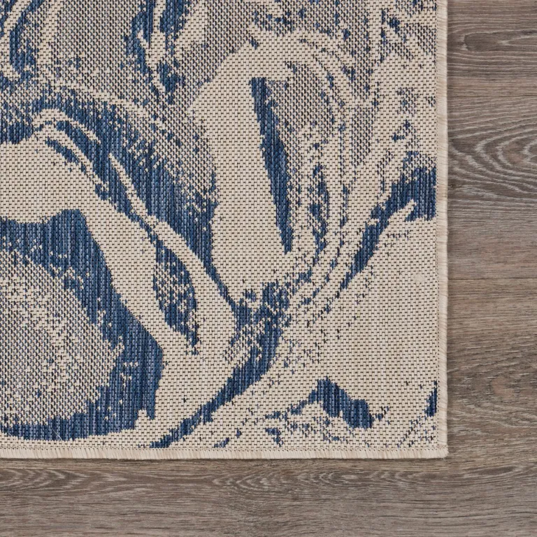 Navy Abstract Indoor Outdoor Scatter Rug Photo 4