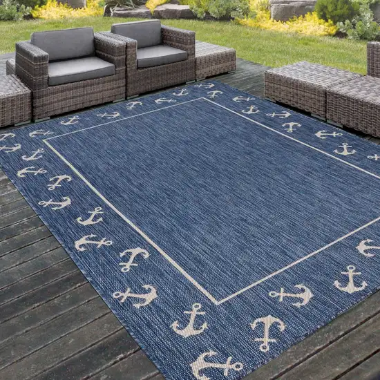 Navy Anchor Indoor Outdoor Area Rug Photo 7