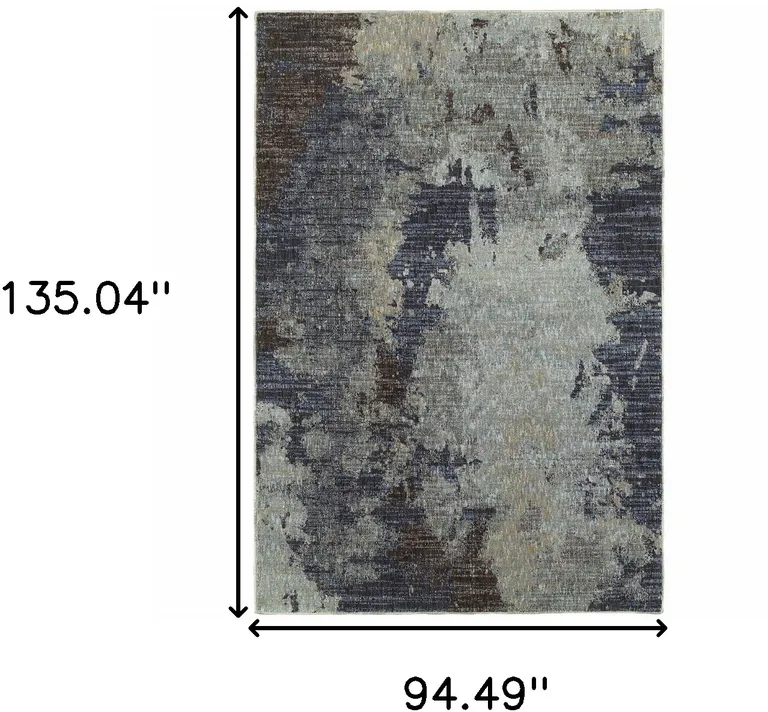 Navy And Blue Abstract Power Loom Stain Resistant Area Rug Photo 5