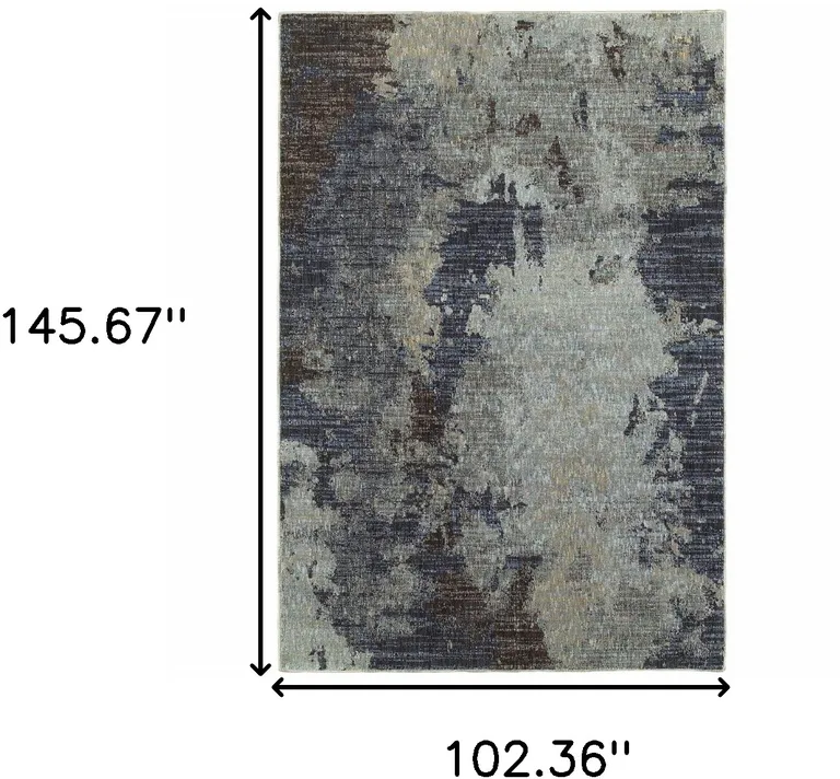 Navy And Blue Abstract Power Loom Stain Resistant Area Rug Photo 5