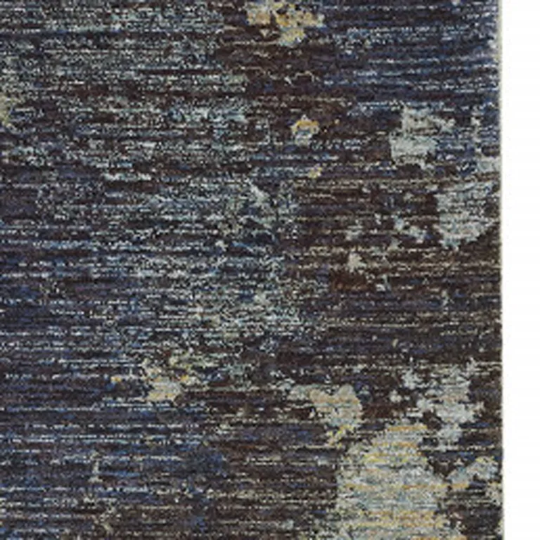 Navy And Blue Abstract Power Loom Stain Resistant Runner Rug Photo 3