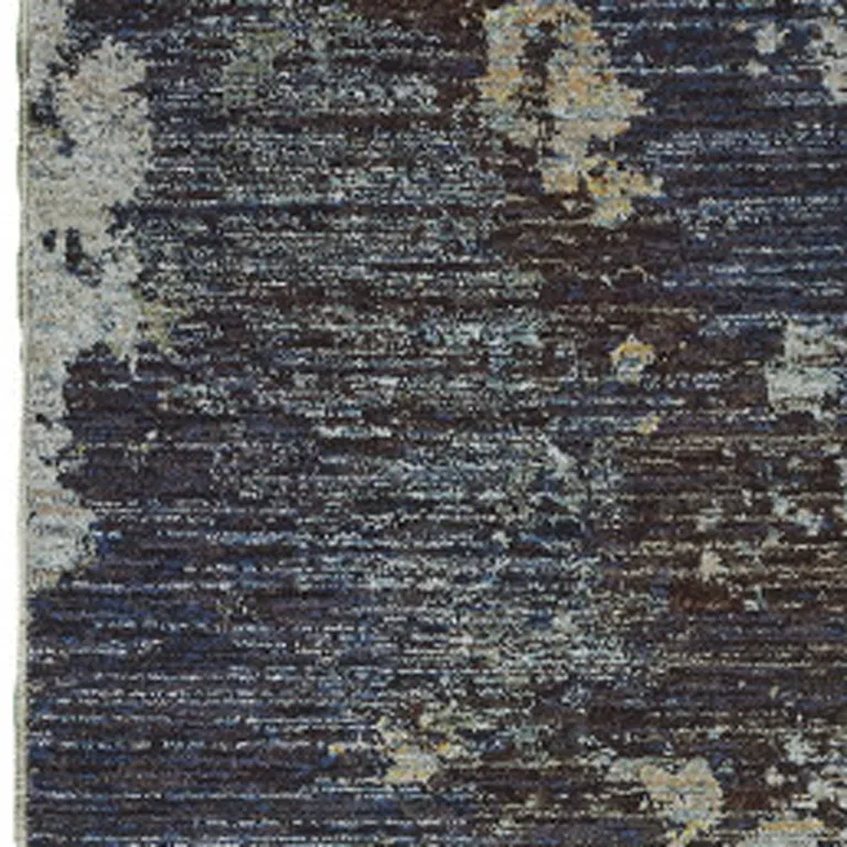 Navy And Blue Abstract Power Loom Stain Resistant Runner Rug Photo 3