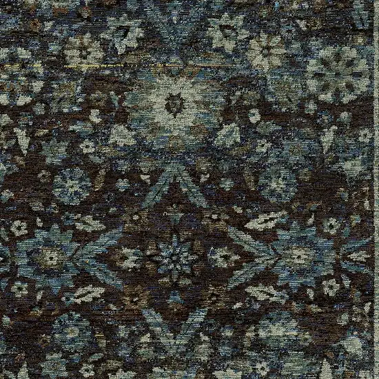 Navy And Blue Oriental Power Loom Stain Resistant Area Rug Photo 3