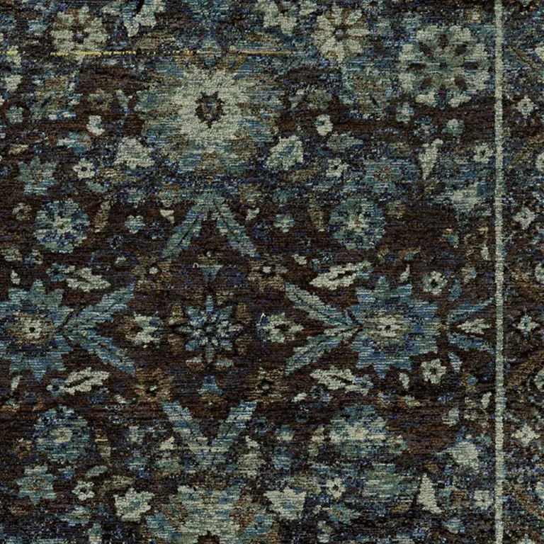 Navy And Blue Oriental Power Loom Stain Resistant Area Rug Photo 3