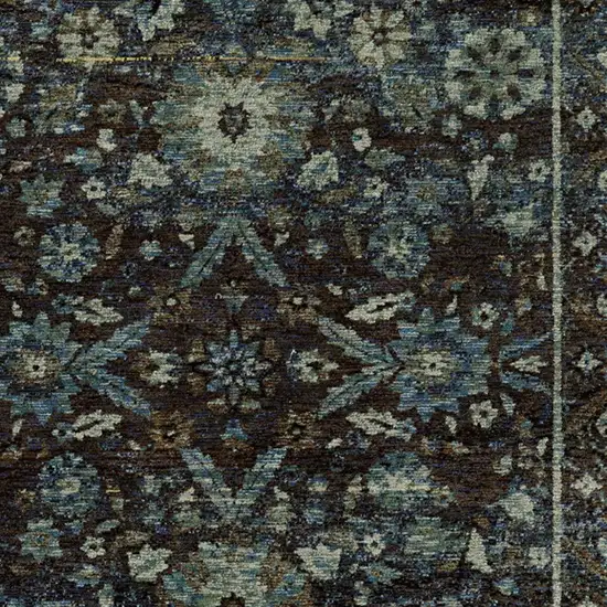 Navy And Blue Oriental Power Loom Stain Resistant Area Rug Photo 3