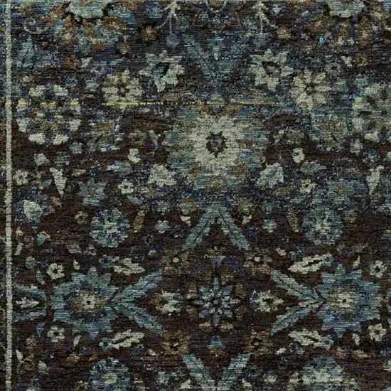 Navy And Blue Oriental Power Loom Stain Resistant Area Rug Photo 3