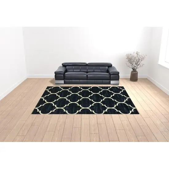 Navy And Ivory Geometric Power Loom Stain Resistant Area Rug Photo 2