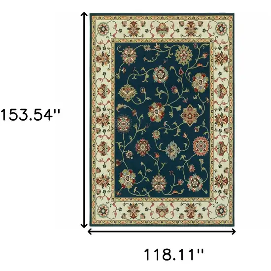 Navy And Ivory Oriental Power Loom Stain Resistant Area Rug Photo 5