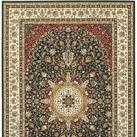 Navy And Ivory Oriental Power Loom Stain Resistant Area Rug Photo 4