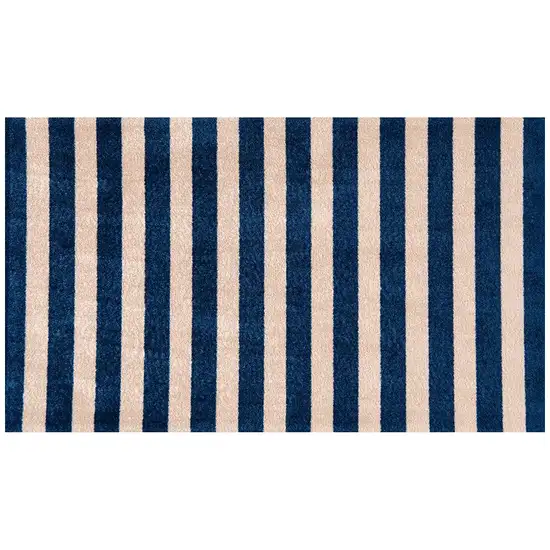 Navy And Sand Striped Tufted Washable Non Skid Area Rug Photo 1