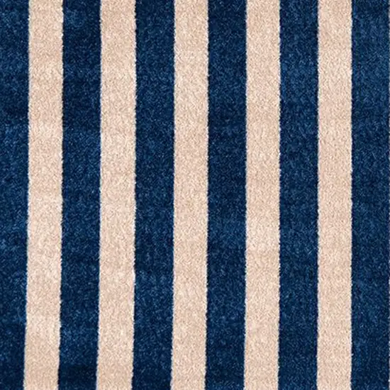 Navy And Sand Striped Tufted Washable Non Skid Area Rug Photo 3