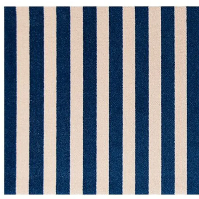 Navy And Sand Striped Tufted Washable Non Skid Area Rug Photo 4