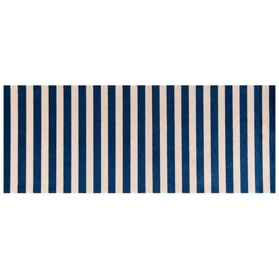 Navy And Sand Striped Tufted Washable Non Skid Area Rug Photo 1