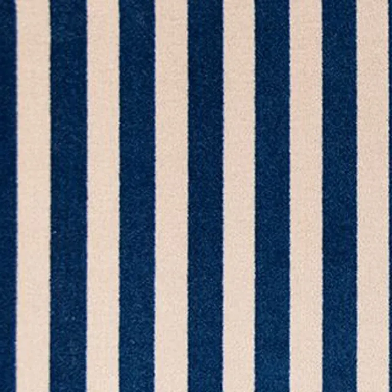 Navy And Sand Striped Tufted Washable Non Skid Area Rug Photo 3