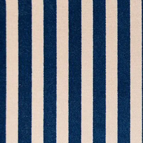 Navy And Sand Striped Tufted Washable Non Skid Area Rug Photo 3