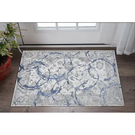 Blue and Gray Abstract Area Rug Photo 1